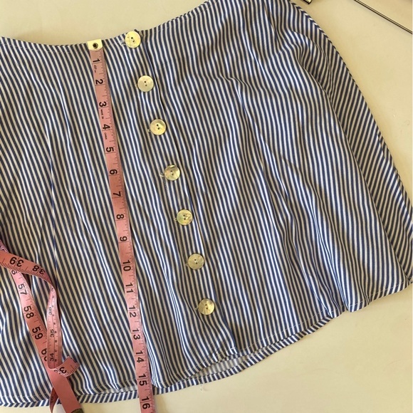 Vanessa Mooney || Celia Bustier Crop Top Button Mini Skirt Set Blue Stripe S NWT - Picture 10 of 10